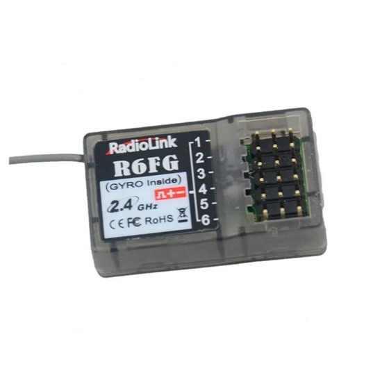 RadioLink R6FG V4 2.4GHz ISM Band 6 Channels Gyro Receiver 400 Meters Control Distance for RC6GS RC4GS T8S/T8FB Transmitter